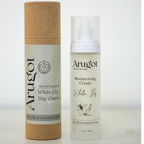 Arugot White Lily Organic Verbena Lightweight Day Cream for Acne & Pimple Prone Skin, Skin Clearing Moisturizer for Face & Neck, Made in Israel, 1.7 ounces