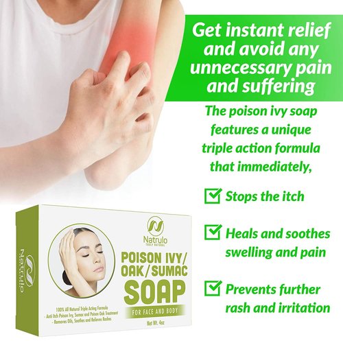 Poison Ivy Soap Bar - All Natural Poison Ivy Relief - Anti-Itch Skin Cleanser Bar for Poison Ivy, Poison Oak & Sumac - Removes Oils, Soothes & Relieves Rashes - 4 oz Bar Made in USA