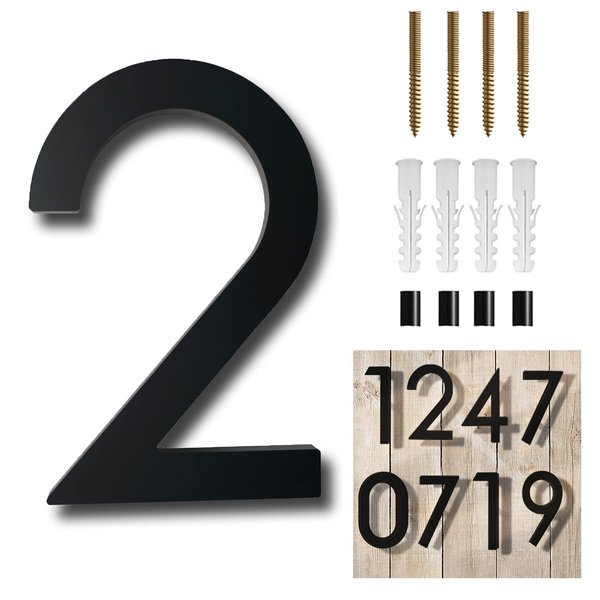 6 Inch House Numbers for Outside Modern-Rust Proof 3D Floating Address Sign-Address Numbers for Door Garden Mailbox,Matte Black Acrylic 911 Visibility Signage (2)