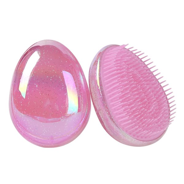 Hair Brush, Detangling Brush Portable Travel, Glitter Egg Shape Anti Static Knots, Air Cushion Massage Detangler Brush for Adults Kids Curly Long Thick Dry Wet Frizzy Damaged Hair