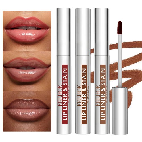 Gireatick 3PCS Peel Off Lip Liner Stain Set, Tattoo Lip Liner Peel Off Lip Stain with Tweezer, Long Lasting, Waterproof, Transfer-proof, Highly Pigmented Matte Finish Lip Tint Stain