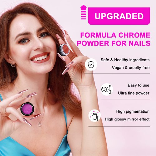 36Pcs Saviland Mirror Chrome Nail Powder Set - Metallic Holographic Chrome Nail Powder Black Blue Silver Gold Mirror Nails Chrome Powder for Nails French Manicure Nail Art Decoration Home Salon DIY