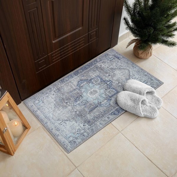 RugOver Machine Washable Area Rug, Pet-Friendly and Non-Slip Indoor Carpet for Kitchen, Bathroom, Living Room, Home Floor Decoration(Seal/Space, 2' x 3')