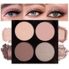 Eyeshadow Quad Makeup Palette, Champagne Rose Pink Dark Brown Bronze Gold Eyeshadow, Velvety Pigmented Blendable Matte & Shimmer Finishes, Long Lasting Waterproof，Featuring A Built-In Mirror