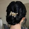Jeairts Leaf Bride Wedding Hair Comb Rhinestone Flower Bridal Hair Pieces Sparkly Crystal Wedding Hair Jewelry Accessories for Women