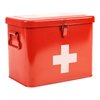 Xbopetda First Aid Kit, First Aid Medicine Supplies Bin - 2-Tier Metal Medicine Storage Tin, Samll First Aid Box with Removable Tray for Home & Workplace Emergency Tool Set - Red