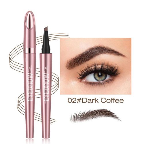 Generic Eyebrow Pencil,3D Microblading Eyebrow Tattoo Pencil 4 Fork Tip,Eye Makeup Long-Lasting Waterproof & Smudge-proof Natural Eyebrow Hair Eyebrow Pencil (3#dark brown)