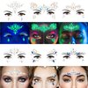 6 Sheets Face Jewels Gems Self-adhesive Rhinestone, 30g Chunky Body Eye Hair Glitter, Rave Festival Outfits Clothes Iridescent Crystals Stickers Rainbow Body Makeup Tattoo Kit(3 luminous)