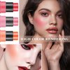 3 Pcs Cream Blush Stick with Brush,Waterproof Multi Cream Blush Stick Makeup,Lightweight,2 in 1 Multi Stick Blush for Cheeks & Lip Tint & Eyeshadow Makeup,Suitable for All Skin