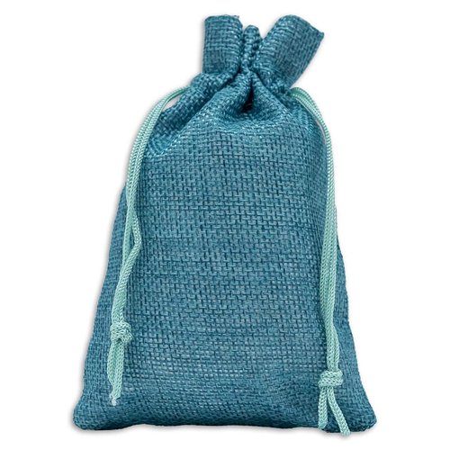 12-Pack 5.5x7.75 Natural Burlap Gift Bags w. Drawstring (Teal Blue, Medium) for Party Favors, Presents or DIY Craft by TheDisplayGuys