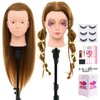 28" Mannequin Head Human Hair, Mannequin Head with 60% Real Hair,Cosmetology Mannequin Doll Head for Hair Styling,Training Practice Braiding Manikin Head with Table Clamp,Hair Styling Set #27