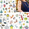 Temporary Tattoo for Kids, Waterproof Body Stickers, 111pcs Fake Tattoos Pattern, Cute Tattoo Decorations, Birthday Party Favor Supplies Decor for Boys Girls Children Toddler Teens 10 Sheets Space