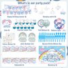 Kawaii Birthday Party Decorations Include Banner, Balloon, Tablecloth, Plates, Tattoo Sticker, Backdrop for Kawaii Birthday Party Supplies
