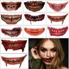 Halloween Temporary Tattoos,Halloween Clown Horror Mouth Stickers Face Decals,Waterproof Cartoon Fake Tattoos, Body Makeup Prank Props for Halloween Party Favor Cosplay Party Decorations Kids Adults