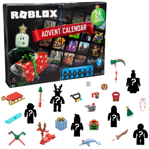 Roblox 2024 Holiday Advent Calendar for Kids, 24 Day Gift Playset - Toy Set Includes 6 Figures, 18 Accessories, 2 Redeemable Codes & More - 30 Pieces Total - Christmas Gift for Boys & Girls Ages 6+