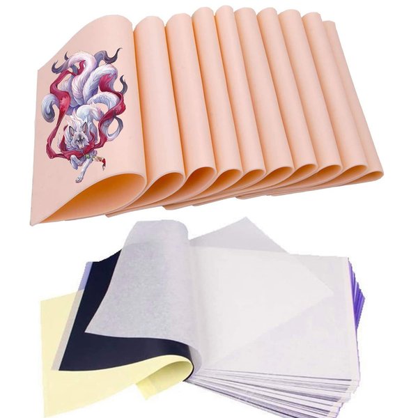 Tattoo Fake Practice Skin Transfer Paper 40Pcs- Beoncall Fake Skin 10Pcs 8×6in Thermal Stencil Transfer Paper 30Pcs A4 Size 4 Layers…