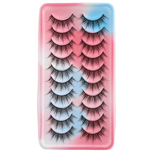 Andy's Orchids Manga Lashes, Fairy Clusters Cosplay Lashes, Natural Fluffy Wispy Mink Lashes, Japanese Anime Lashes, Dramatic Cat-Eye Makeup Lashes, 10 Pairs Pack Fake Eyelashes