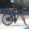 Ailejia Alloy Mountain Bicycle Ornament Model Bike Cake Topper Racing Bike Mountain Finger Bicycle Toy Mini Bicycle Vehicles Party Decorations Crafts for Home (Black Orange)