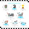 JOYMEMO 8 Pieces Two Fast Honeycomb Centerpieces - Race Car 2nd Birthday Party Decorations for Boys, Let's Go Racing Checkered Flag 2 Years Old Party Supplies Blue Double-Sided Cars Table Decor