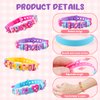Adjustable Silicone Bracelets for Kids - Letter Rubber Bracelets Wristbands with Rhinestone Stickers & Accessories, Pretend Play Costume Accessories, Girls Boys Party Favors Decoration Birthday Gifts