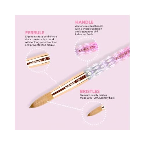 Kiara Sky Pink Crystal Acrylic Kolinsky Nail Brush (12)
