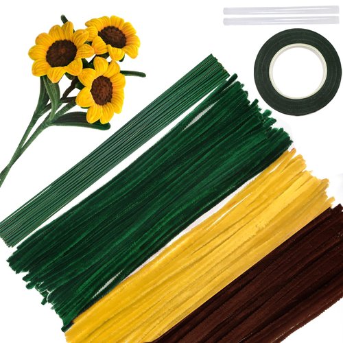 TOAOB 200pcs Pipe Cleaners Craft Flower Supplies DIY Sunflowers Bouquets Making Kit Chenille Stems Artificial Flowers Craft Kit for DIY Art and Crafts Party Wedding Home Decorations