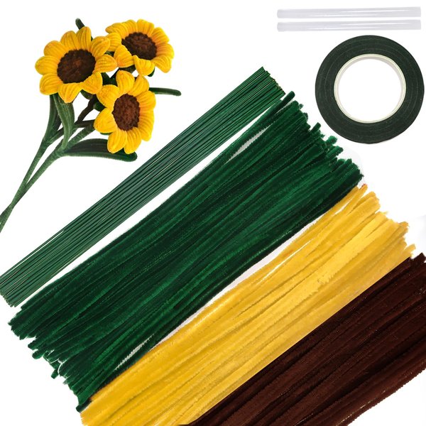 TOAOB 200pcs Pipe Cleaners Craft Flower Supplies DIY Sunflowers Bouquets Making Kit Chenille Stems Artificial Flowers Craft Kit for DIY Art and Crafts Party Wedding Home Decorations