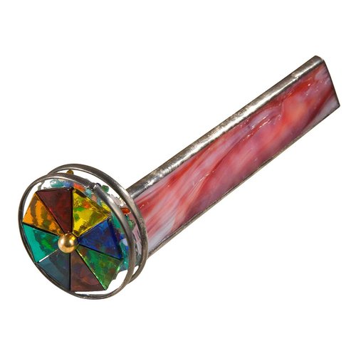 J Devlin Kal 107 Red Stained Glass Kaleidoscope Two Wheel Home Office Desk Decor Gift for Dad