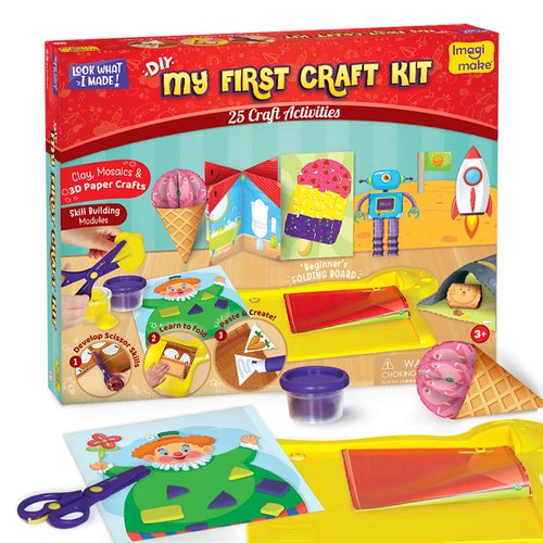 Imagimake My First Craft Kit | Art and Crafts for Kids Ages 3-5 | Scissor Skills | Toddler Crafts Kit | 3 Year Old Girl & Boy Gifts | Toddler Christmas Gifts