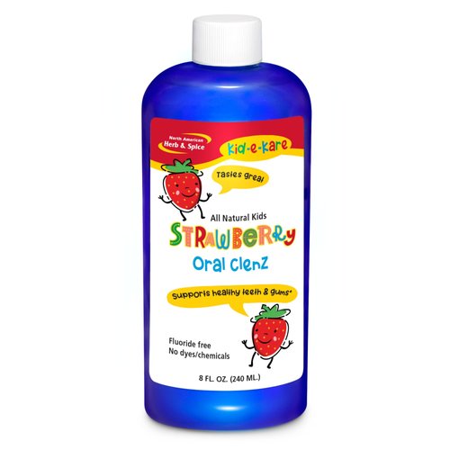 North American Herb & Spice Kid-e-kare Strawberry Oral Clenz - 8 fl oz - All-Natural Mouthwash for Kids - Promotes Healthy Teeth & Gums - Safe to Swallow