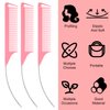 3 Pcs Rat Tail Combs, Mabor C Curved Parting Rat Combs Teasing Fine Tooth Comb with Bend Steel Needle Carbon Fiber Pin Tail Comb for Hair Styling Tools Hair Comb for Parting Women Barber