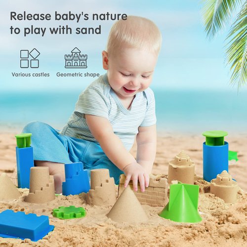 TOMMYHOME Beach Toys-Sand Brick Maker and Castle Set Compatible with Kinetic Sand.Sand Castle Making Tools (Castle)