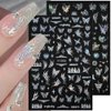 4 Sheets Holographic Laser White Butterfly Nail Stickers,Y2K Luxury Aurora Butterflies Star Nail Art Stickers 3D Sun Moon Flame Heart Nail Decals for Women Nail Decor Nail Designs Nail Accessories