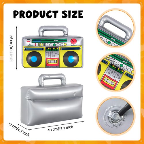 Inflatable Phone,Inflatable Radio Boombox Microphone,80s 90s Party Decorations,Hip Hop Music Themed Party Decorations,Rappers B-Boys Costume Accessory for Disco Retro Theme Party Decorations