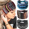 GORTIN Boho Headbands Stretch Wide Hair Bands Black Elastic Yoga Sweatband Knoted Turban Headband Cloth Twist Head Wraps Stylish Head Bands for Women and Girls 3 Pcs (Set 1)