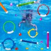 YUJUN 18PCS Pool Diving Swimming Toys, Summer Underwater Game Toys with Pool Fishes Dive Sticks Rings Gems Storage Bag for Kids Swim Birthday Party Favors