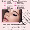 Eyeliner Brush Fine Angled Set - For Liquid Gel Liner Applicator Bent Stencils Thin Pencil Pen Real Small Sharpener Angle Wing Tips Firm Makeup Brushes Black Stamp Winged Kit Flat Waterproof Cat Eye