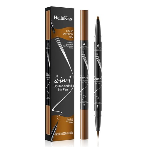 Eyebrow Pen, 2-in-1 Waterproof Eyebrow Pencil with 4 Tip Microblading Brow Pen and Ultra-Precise Brow Pencil,with Dual-ended Eyebrow Brush, Long-lasting, Smudge-proof (Dark brown)
