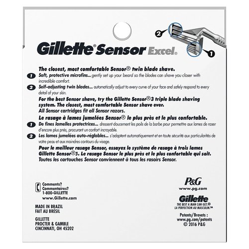 Gillette Sensor Excel Men's Razor Blade Refills, 10 Count