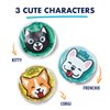 Fit & Fresh Cool Coolers Children's Boo Boo Flexible Gel Ice Pack, 4x4”, Reusable Cold Compress for Minor Injuries, 3 Pack, Cats & Dogs, Small, Assorted Characters