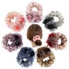 inSowni 7 Pack Glitter Crystals Pearls Rose Flower Stretchy Lace Hair Scrunchies Ties Elastics Rubber Bands Hairbands Ponytail Holders Floral Headbands Accessories for Women Girls Thick Thin Hair