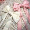 SALOCY Hair Clip - 2 Count Pink Satin Hair Ribbon Bows with Long Tail for Women Girls - Cute Hair Accessories for Hair Design