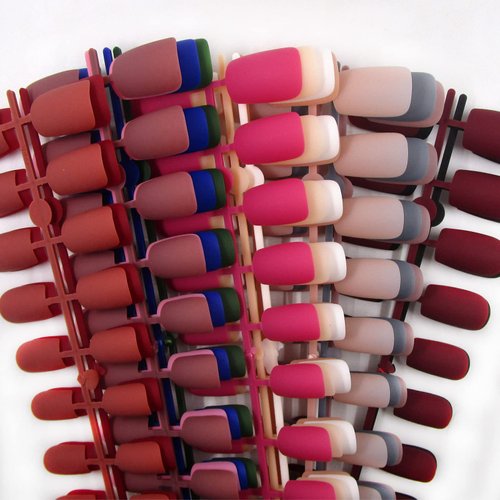 360pc Square Press on Nails Medium Legnth, Matte Square Fake Nails Full Cover Artificial Fingernails Colored Acrylic Press on Nail Tips 10 Sizes for Women Girls