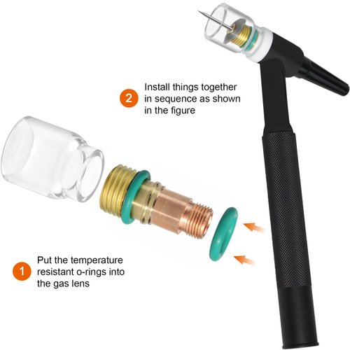 TIANLYLIN 36pcs TIG Welding Torch Accessories Stubby Gas Lens 4#~12# Pyrex Glass Cup Kit For WP-17/18/26