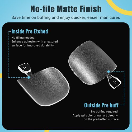 Clear Press on Toenails Short with Nail Glue Kit, SINOKAME Full Cover No File Matte Gel Toe Nail Tips for Regular &Small Toenail Beds Short Lengths, 300 Pcs 15 Inclusive Sizes for up to 10 Pedicures