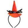 Ecuupas Orange Witch Hat Headband Spider Web Hairband Halloween Party Birthday Hair Decoration for Women Girls Kids Lace Bow Cap Hair Hoop Headdress Head Accessories Head Wear Gifts