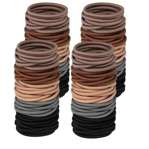 Pagabach Multi-color Hair Ties Hair Elastics Rubber Bands No Damage for Thick and Curly Hair Long-Lasting Braids Ponytails Holders All Hair Types Pain-Free Hair Accessories for Women or Men 50 PCS 4MM