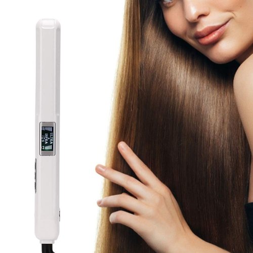 Multifunctional Ultrasonic Ceramic Ion Hair Straightener, Mini Straightening Iron with Infrared Cold Ironing Splint, Dual Use Led Display Straightener for Straight and Curly Hair