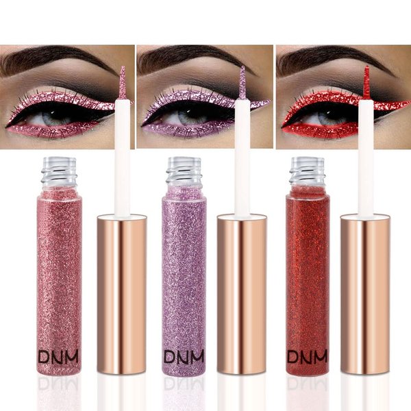 DNM 3Pcs Liquid Glitter Sparkle Pink Purple Red Eyeliner Liquid Makeup Set delineadores de colores para ojos, Glitter Shimmer Sparkly Metallic Eyeliner Liner Liquid Set Eye Glitter Makeup Glue 1+5+10