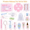 Ehome Wooden Beauty Salon Play Set Wooden Makeup Toy Set for Toddler Pretend Play Skin Care Learning Toys, Play Wood Spa Set with Face Mask Christmas Birthday Gifts for 3-8 Years Old